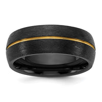 Ceramic Black Scratch Finished with Yellow IP-plated Center 8mm Band