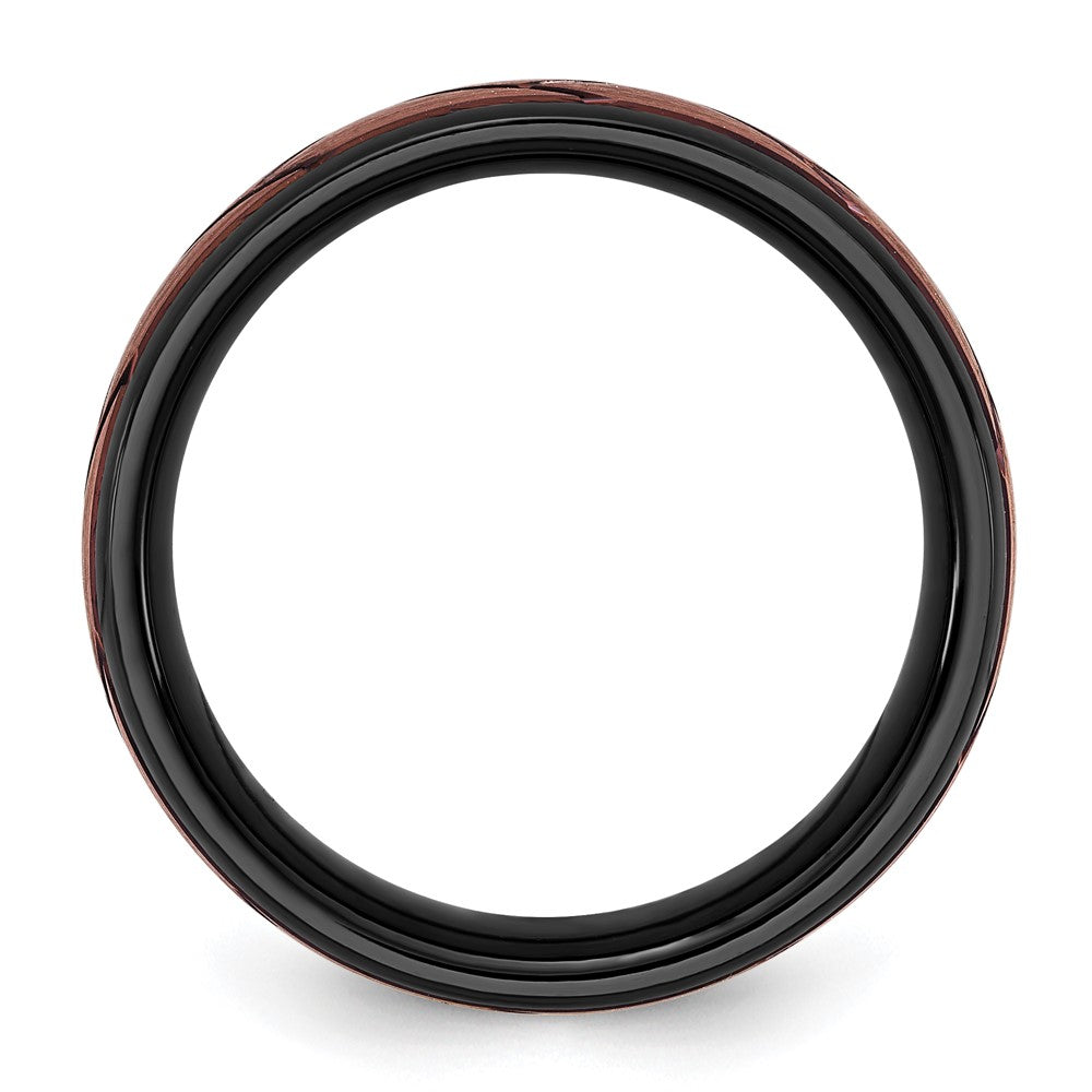 Ceramic Black Polished Bronze IP-plated Scratch Finish Grooved Center 8mm