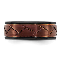 Ceramic Black Polished Bronze IP-plated Scratch Finish Grooved Center 8mm