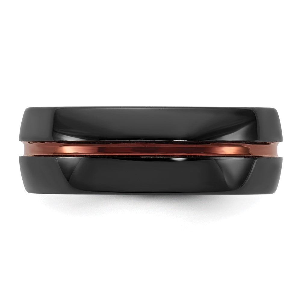 Ceramic Black Polished with Bronze IP-plated Center and Inside 8mm Band