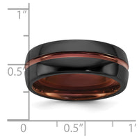 Ceramic Black Polished with Bronze IP-plated Center and Inside 8mm Band