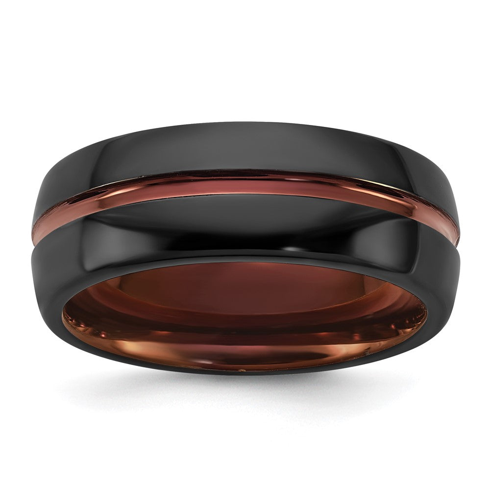 Ceramic Black Polished with Bronze IP-plated Center and Inside 8mm Band