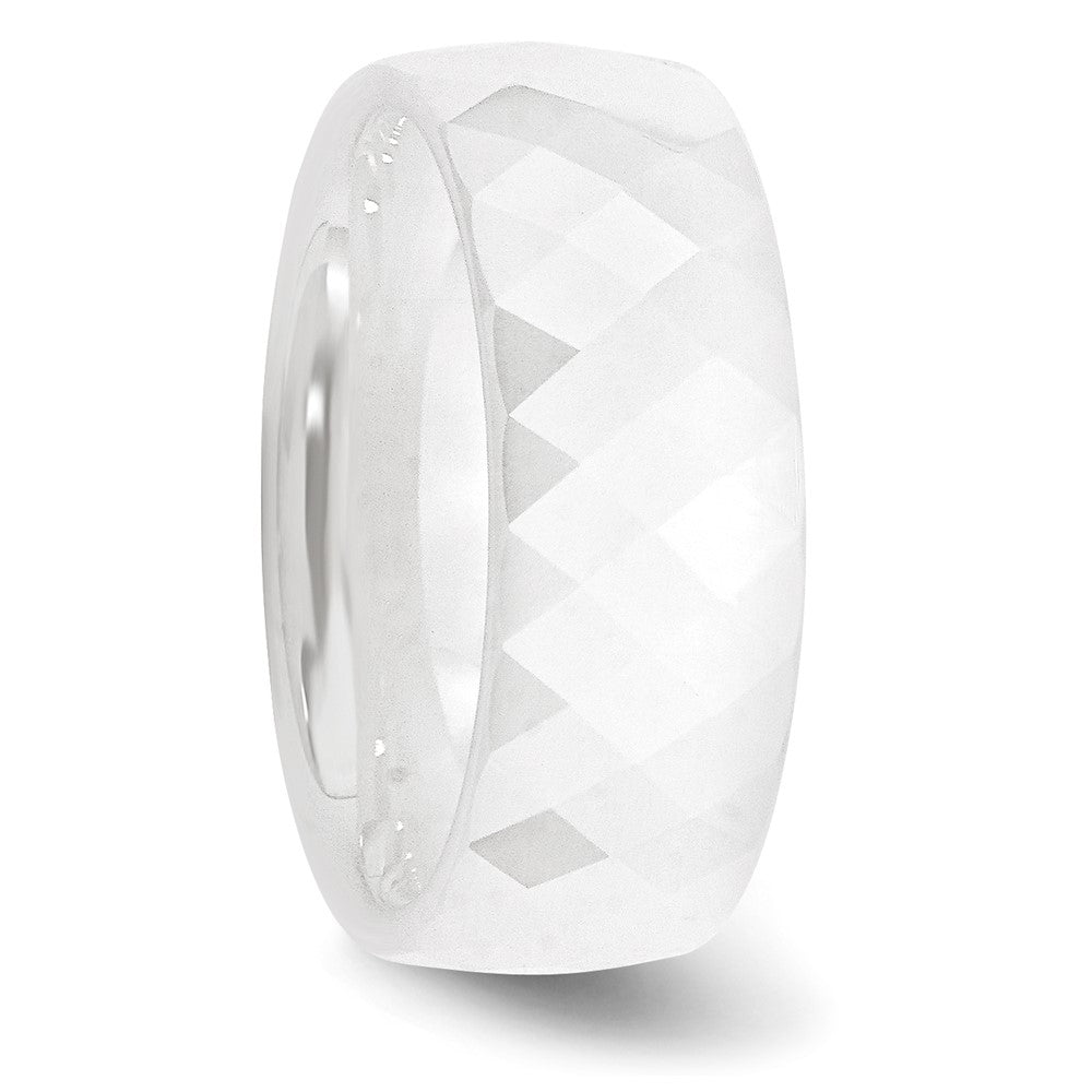 Ceramic White Faceted 8mm Polished Band