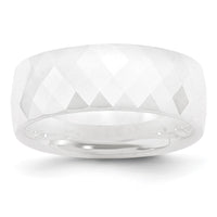 Ceramic White Faceted 8mm Polished Band