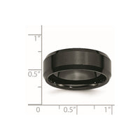 Ceramic Black Beveled Edge 8mm Brushed and Polished Band