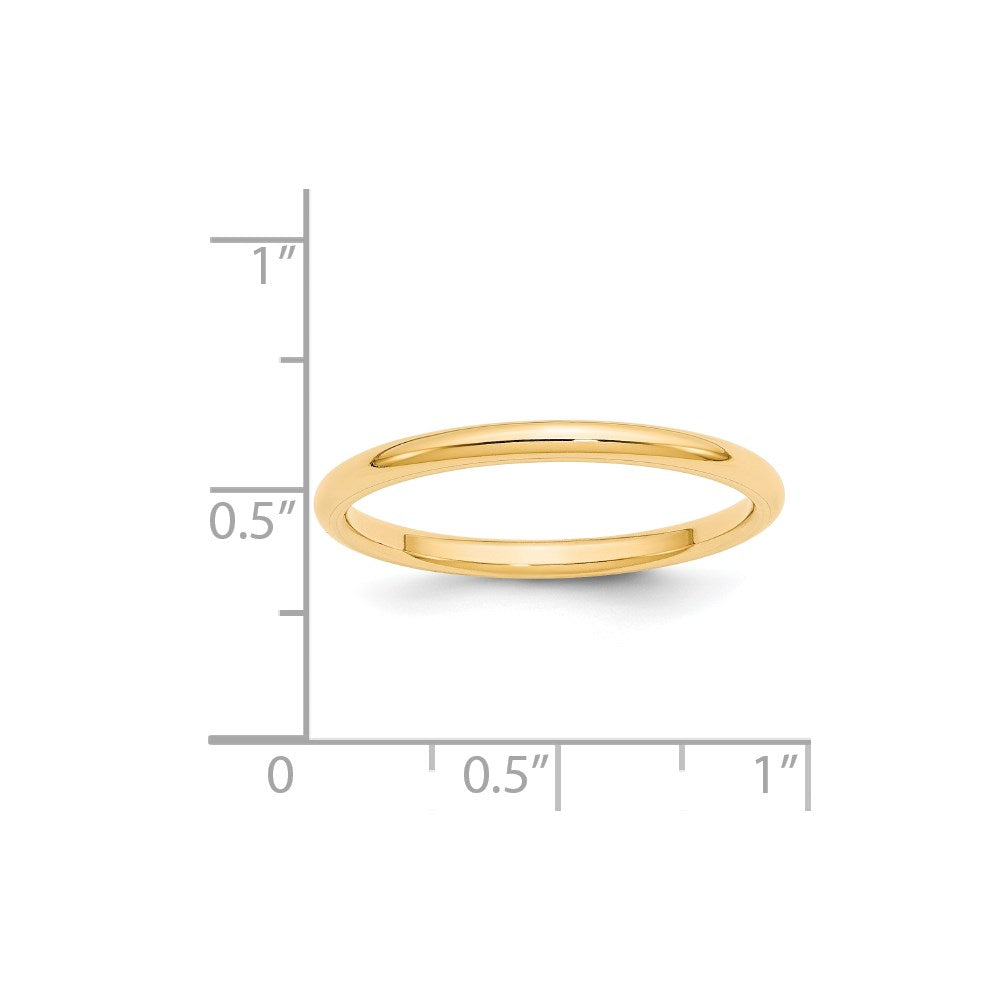 14KY 2mm Standard Comfort Fit Band Size 6