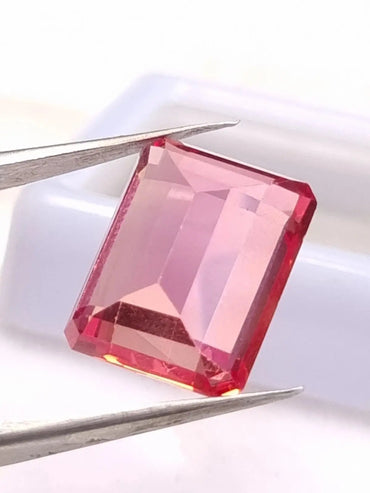 Certified 9.30 Ct Natural Padparadsch Sapphire Emerald Cut Loose Gemstone ABC Jewelries