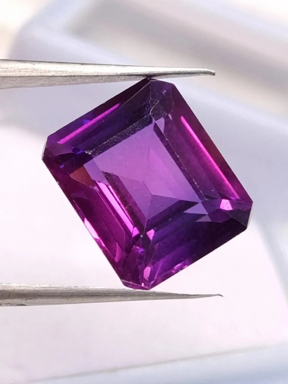 Certified 9.85 Ct Natural AA+ Purple Blue Ceylon Sapphire Emerald Cut Loose Gem ABC Jewelries