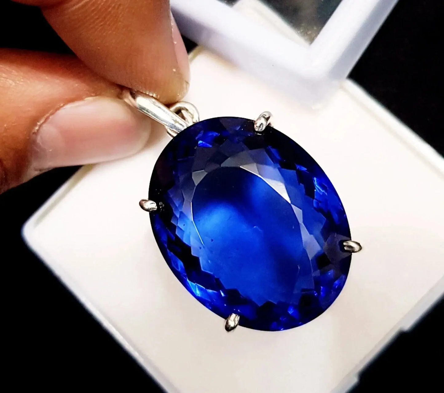 Certified AAA Natural Oval Cut 91.45 Ct Blue Topaz Pendant Loose Gemstone ABC Jewelery