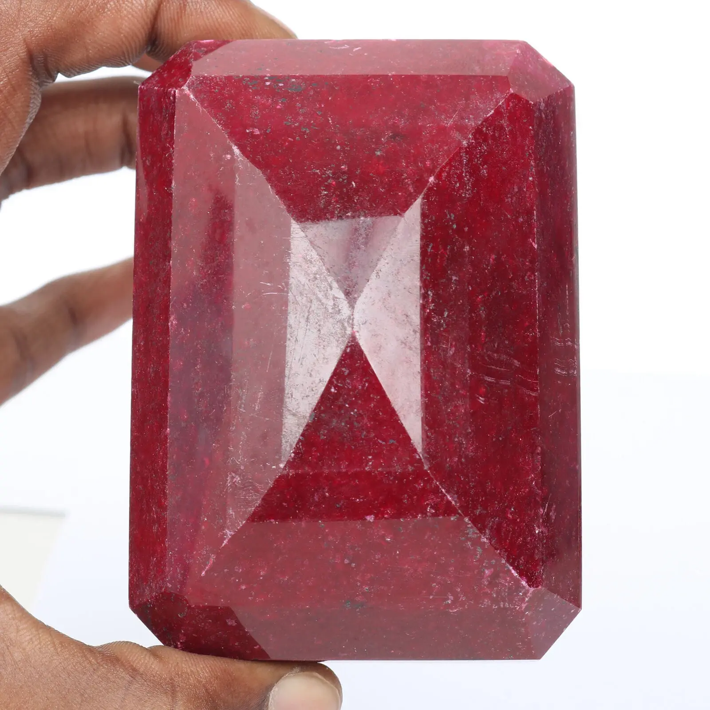 Certified Natural Big Size Red Ruby 2505 Ct. Faceted Emerald Cut Loose Gemstone ABC Jewelery