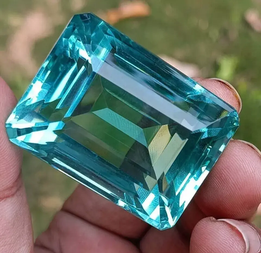 Certified Natural Brazilian 250 Ct Sky Blue Emerald Cut Topaz Loose Gemstone ABC Jewelery
