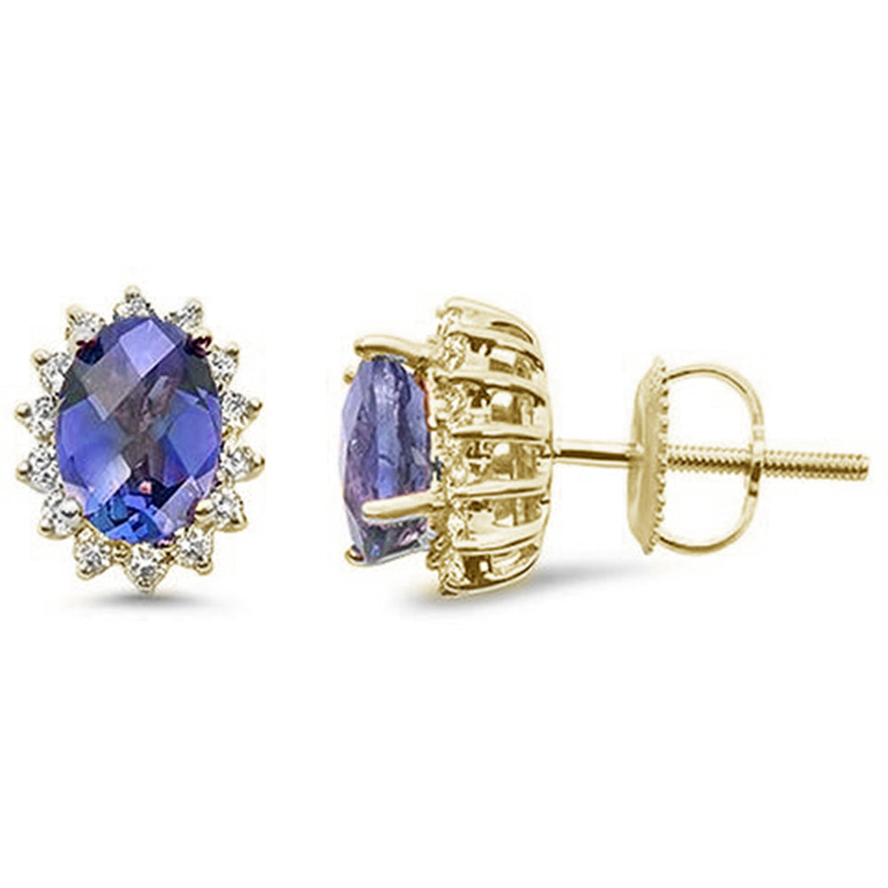 1.83ct 10K Yellow Gold Tanzanite & Diamond Earrings ABC Rugs Kilims