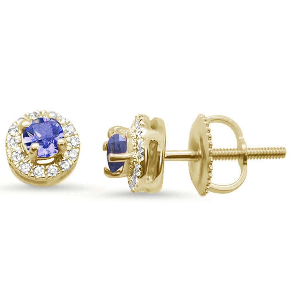 GEMSTONE CLOSEOUT ! .59ct F SI 10K Yellow Gold Diamond & Tanzanite Gemstone Earrings ABC Rugs Kilims