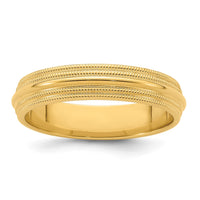 14KY 5mm Double Milgrain Comfort Fit Band Size 8.5