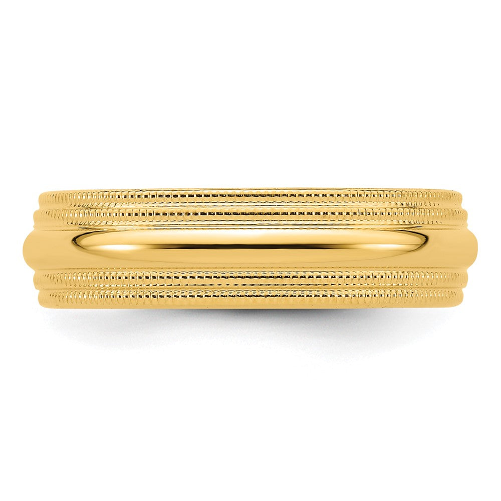 14KY 6mm Double Milgrain Comfort Fit Band Size 13.5