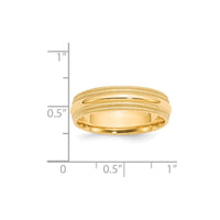 14KY 6mm Double Milgrain Comfort Fit Band Size 14