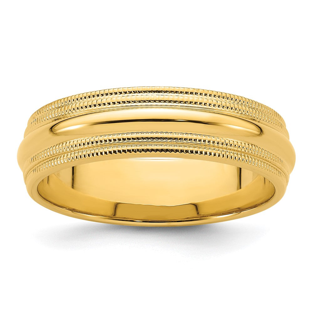 14KY 6mm Double Milgrain Comfort Fit Band Size 13.5