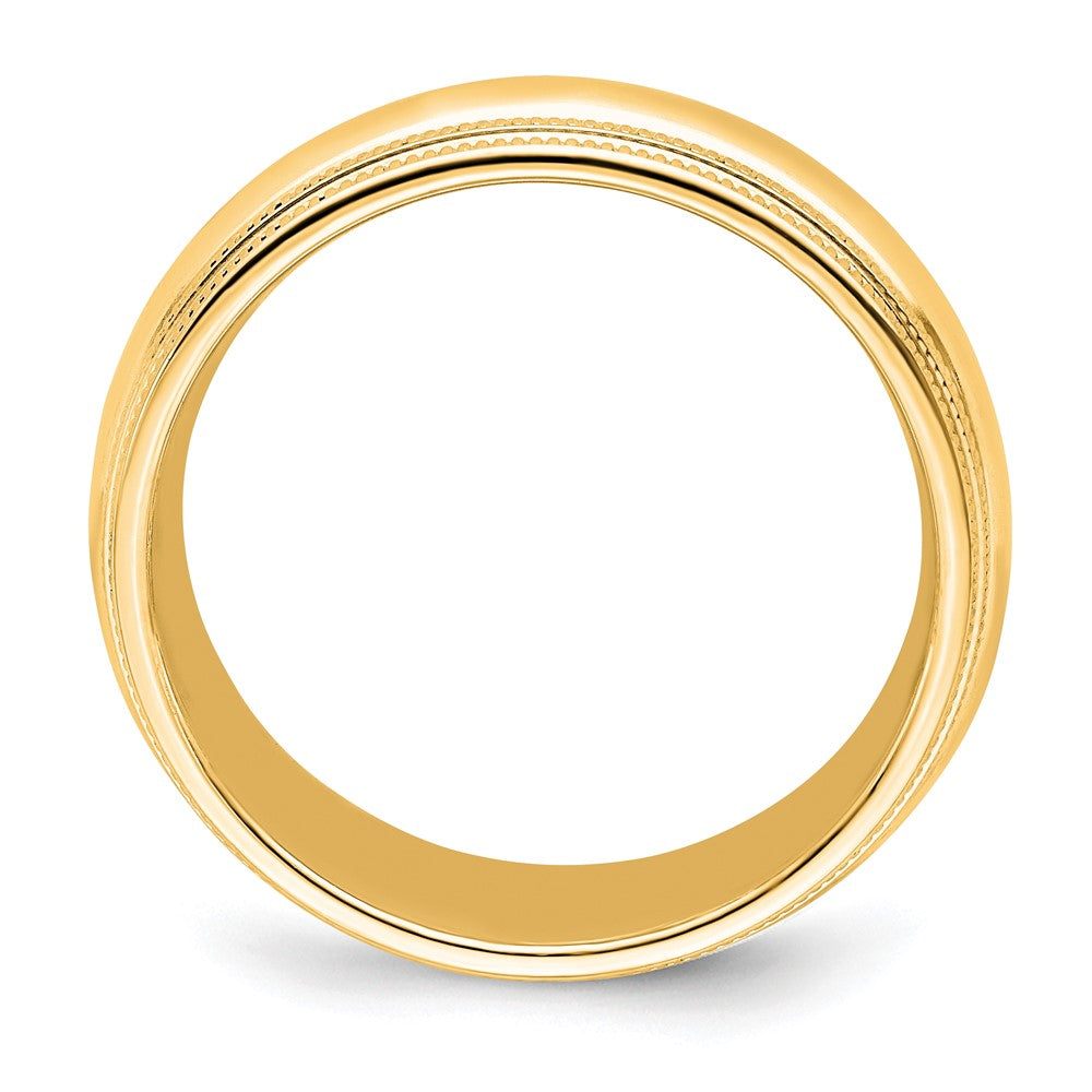 14KY 7mm Double Milgrain Comfort Fit Band Size 14