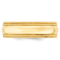 14KY 7mm Double Milgrain Comfort Fit Band Size 6.5