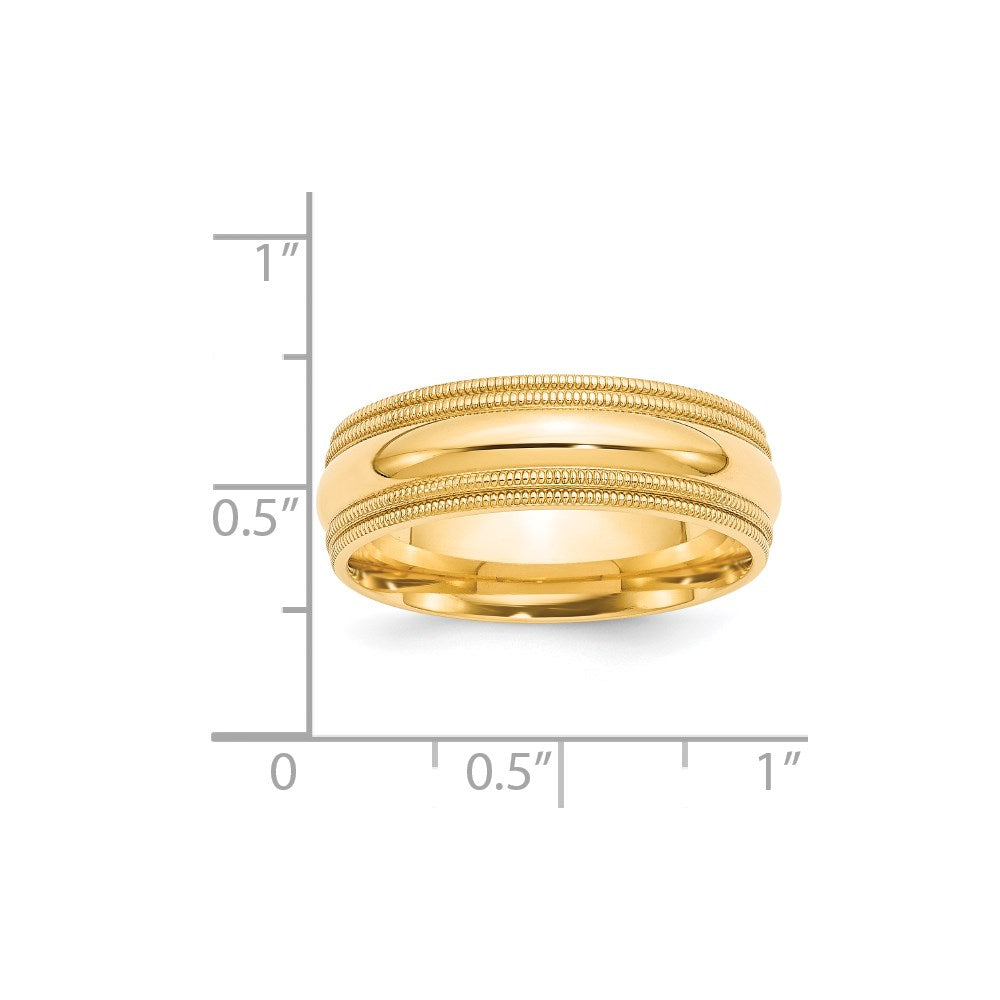 14KY 7mm Double Milgrain Comfort Fit Band Size 11
