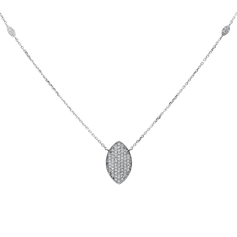 .26ct 14k White Gold Diamond Marquise Shape Modern Pendant Necklace 18" ABC Rugs Kilims