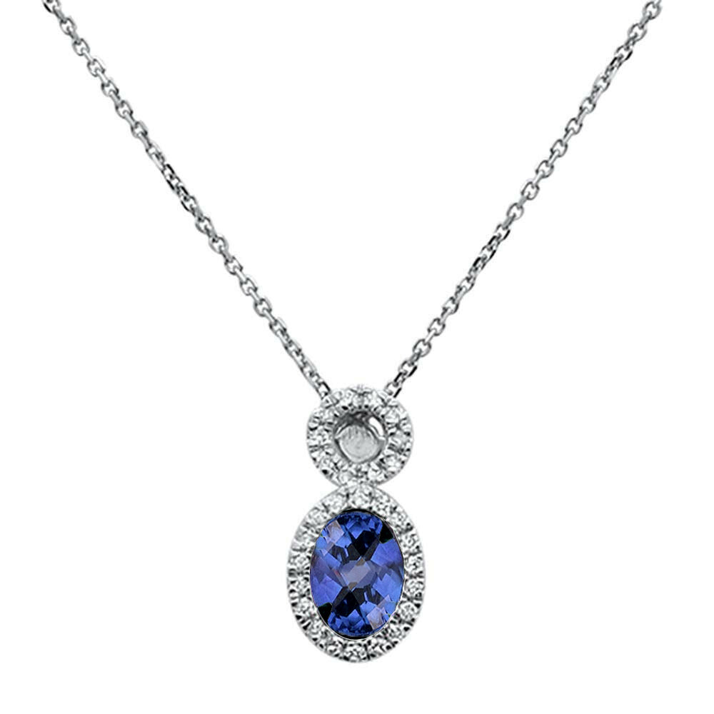 GEMSTONE CLOSEOUT ! .56ct 10K White Gold Tanzanite & Diamond Pendant ABC Rugs Kilims