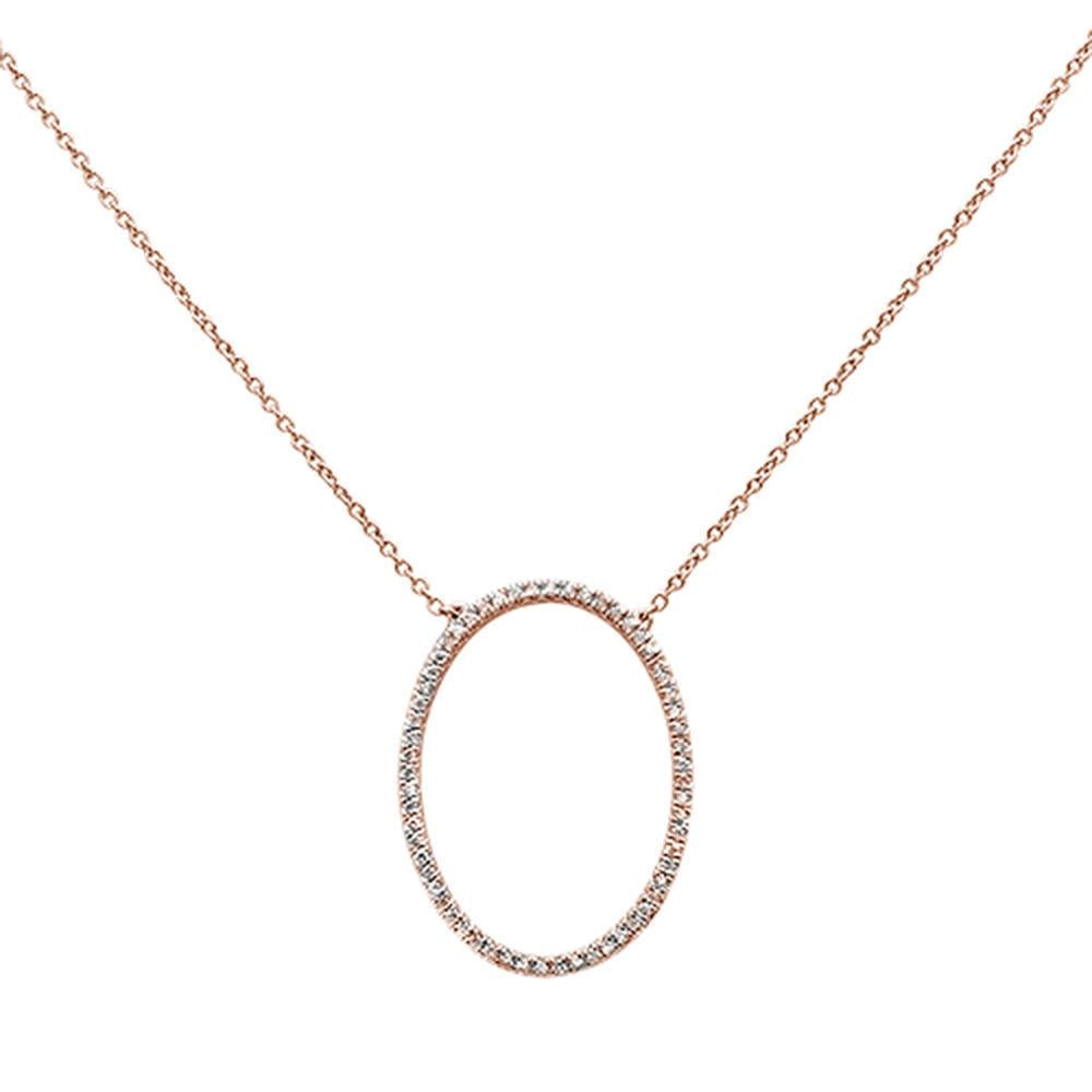 .17ct 14k Oval Modern Rose Gold Diamond Pendant Necklace 18" ABC Rugs Kilims