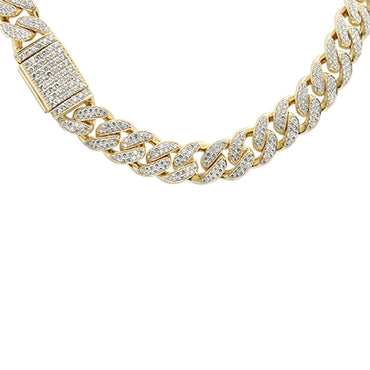 13MM 19.19ct G SI 14K Yellow Gold Diamond Iced Out Round Cuban Link Micro Pave Necklace 22" ABC Rugs Kilims