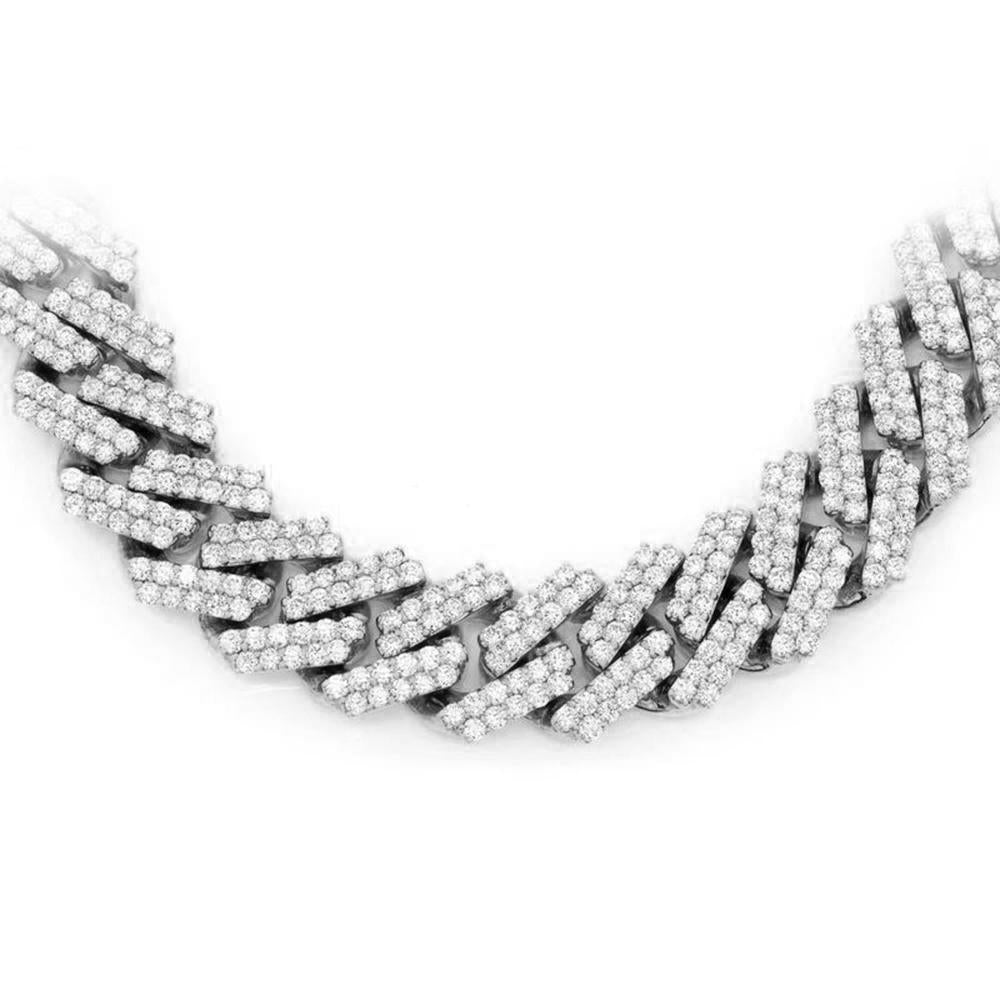 11MM 15.31ct G SI 14KT White Gold Diamond Square Cuban Necklace 22" ABC Rugs Kilims