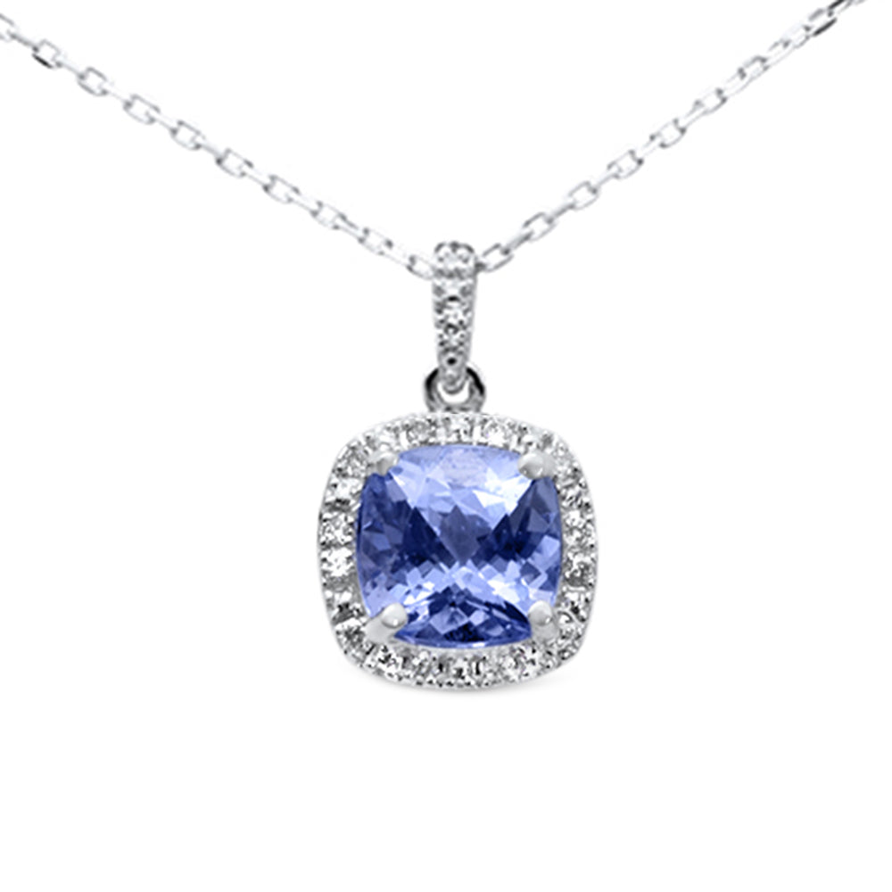 1.96ct G SI 14K White Gold Tanzanite Gemstone & Diamond Pendant Necklace ABC Rugs Kilims