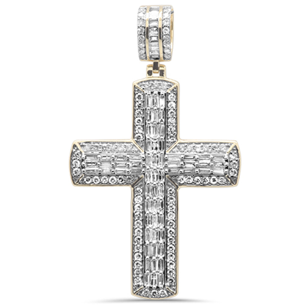 DIAMOND  CLOSEOUT!  1.47ct G SI 14K Yellow Gold Round & Baguette Diamond Cross Pendant ABC Rugs Kilims