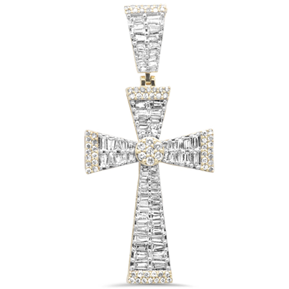 DIAMOND  CLOSEOUT! 1.68c G SI 10K Yellow Gold Round & Baguette Diamond Cross Pendant ABC Rugs Kilims