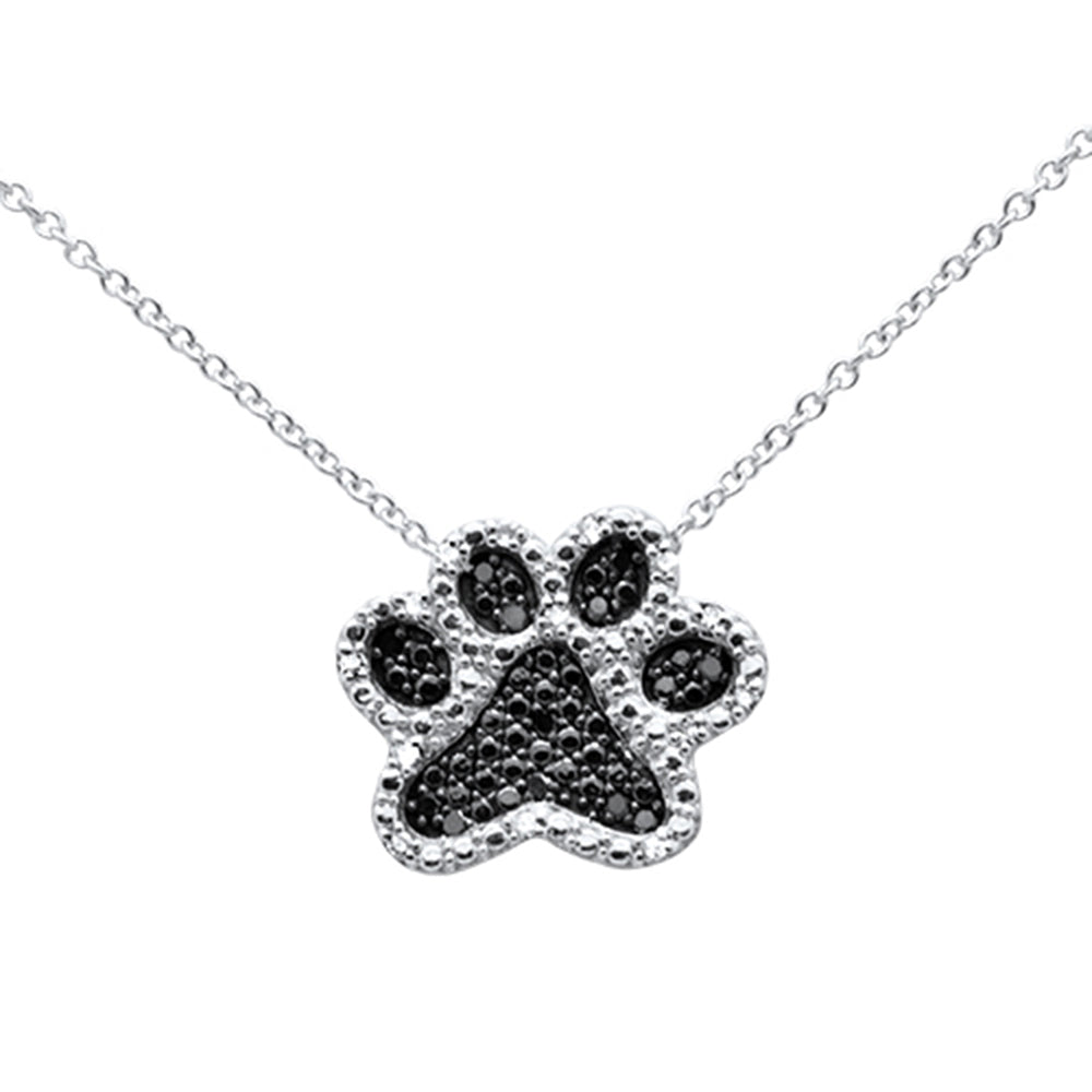 SPECIAL! .10ct G SI 14K White Gold Diamond Dog Paw Pendant Necklace 18" ABC Rugs Kilims