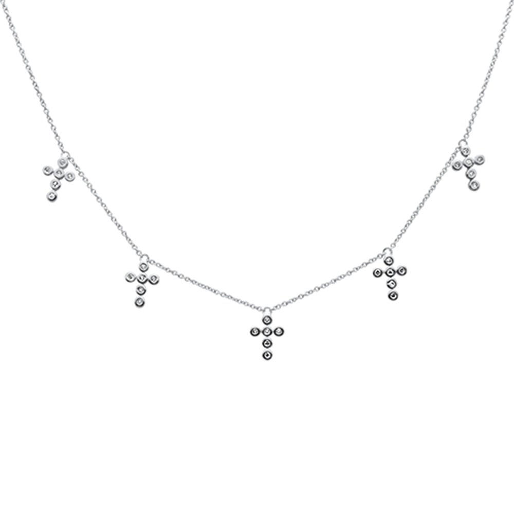 .13ct G SI 14K White Gold Diamond Cross Drop Pendant Necklace 18" Long ABC Rugs Kilims