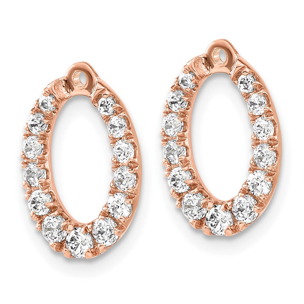 14k Rose Gold 1 1/3ct Lab Grown Dia VS/SI+ G+ Oval Earring Jackets