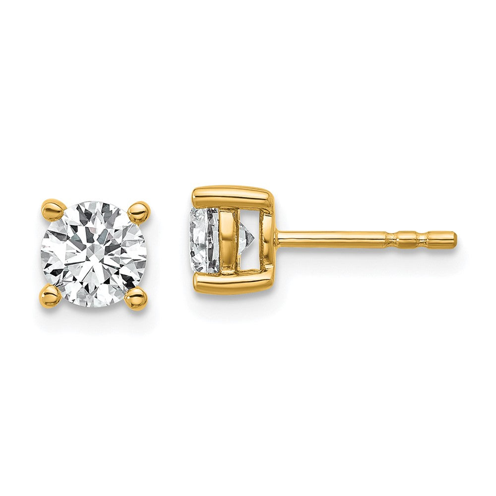 10ky 1ct Cert Lab Grown Diamond VS+ F+ Round Complete Stud Earrings