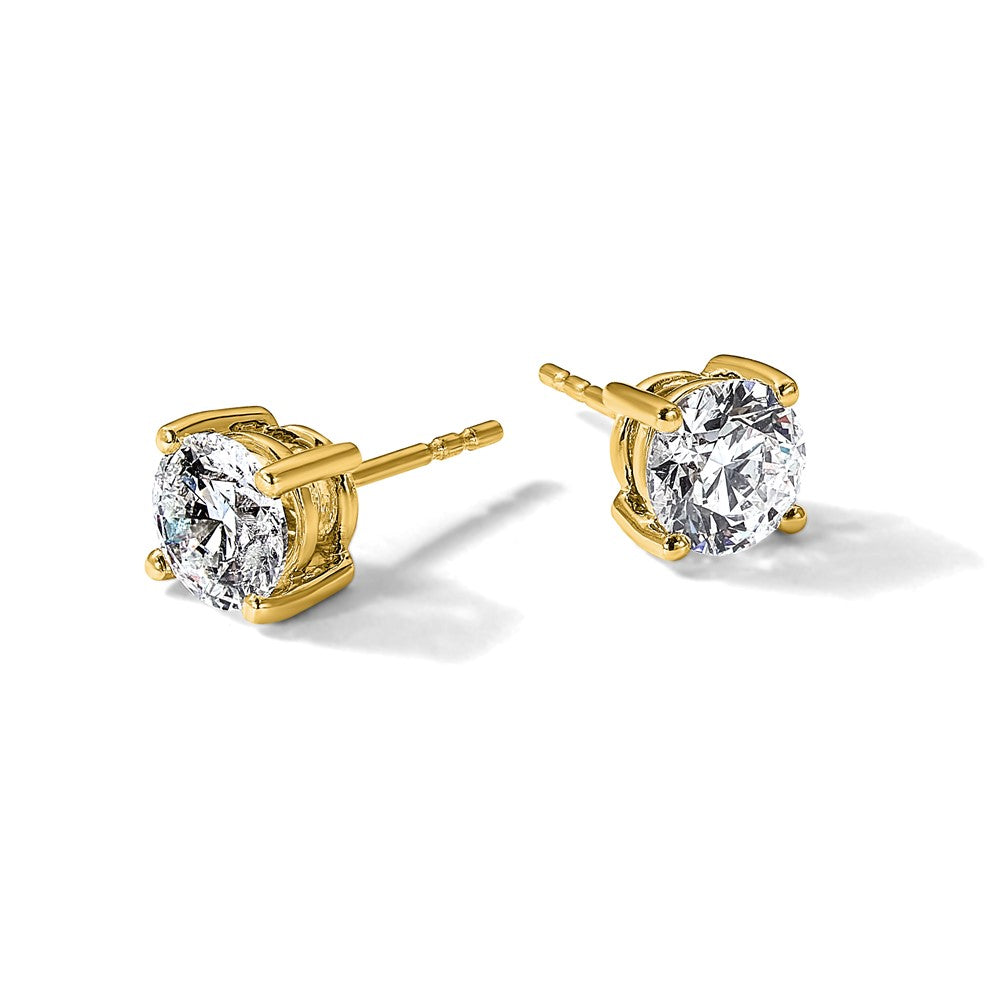 14ky 2ct Cert Lab Grown Diamond VS+ F+ Round Comp Heavyweight Earrings