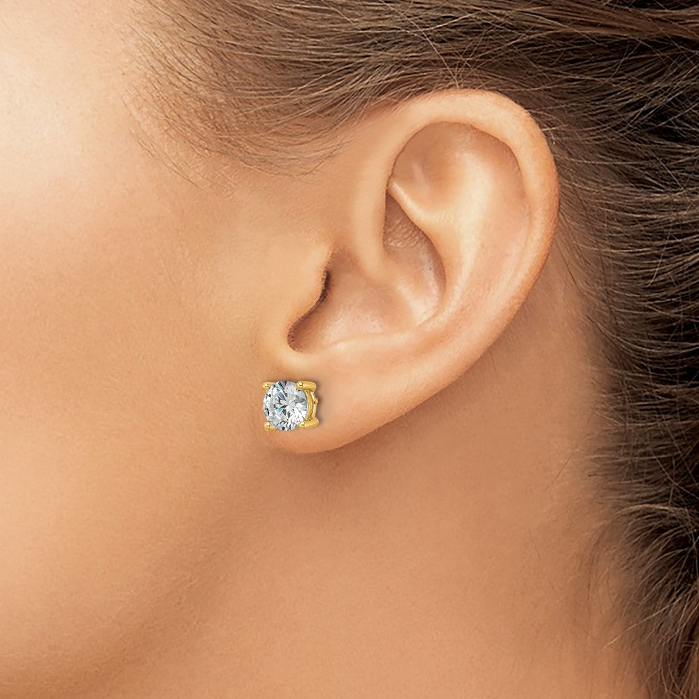 14ky 3ct Lab Grown Diamond VS/SI+ G+ Round Complete Hvywt Earrings