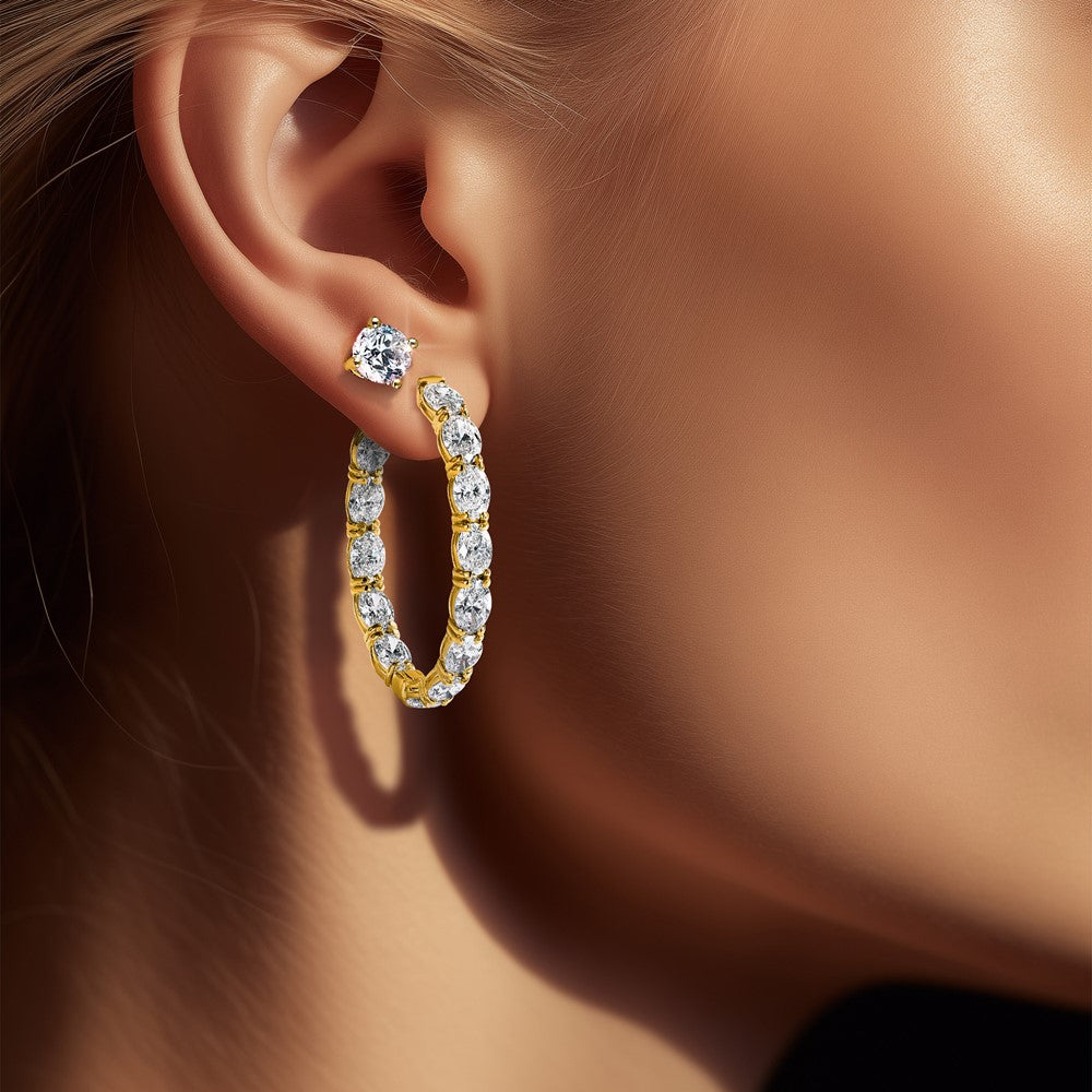 14ky 3ct Lab Grown Diamond VS/SI+ G+ Round Complete Hvywt Earrings