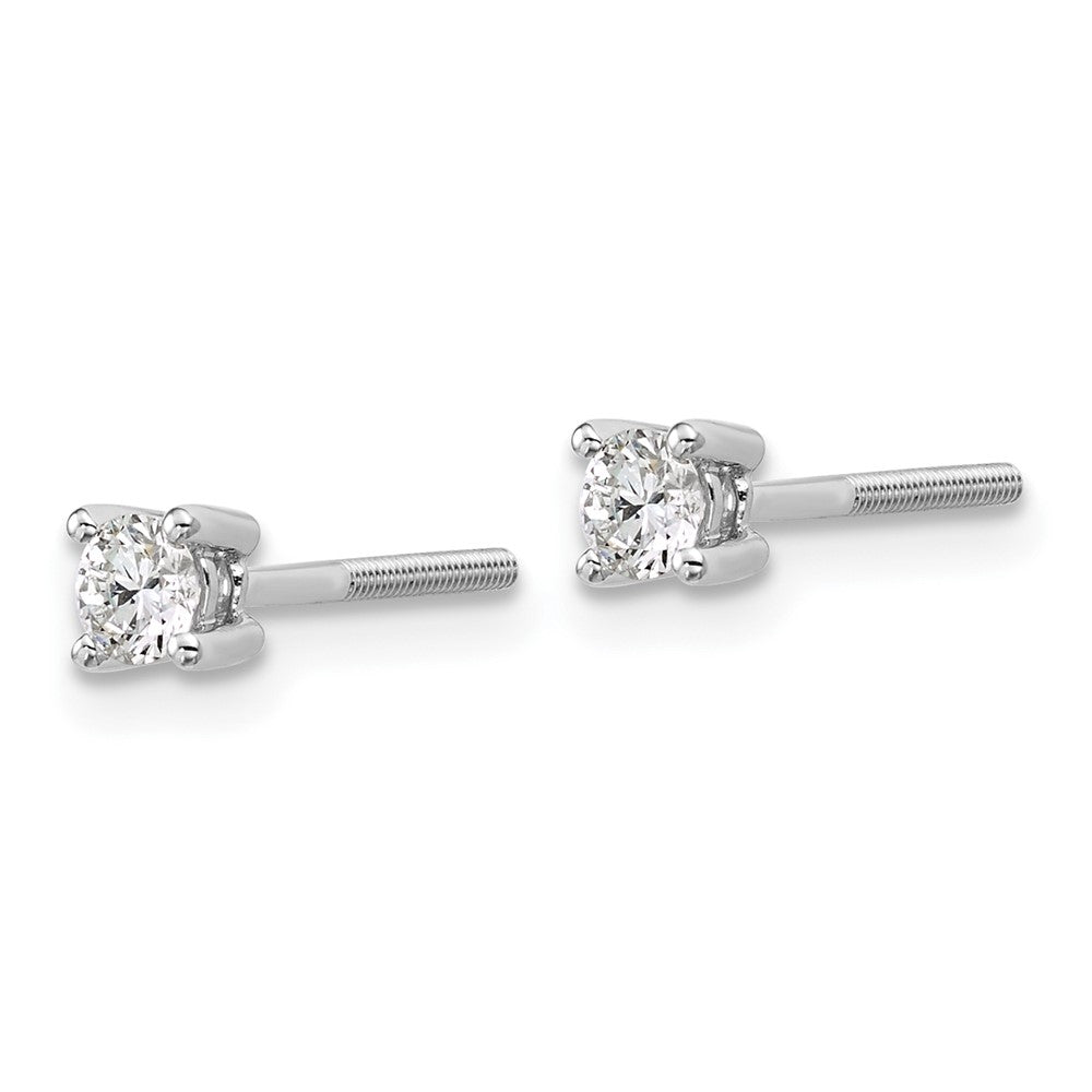 18kw 1/4ct Cert Lab Grown Diamond VS+ F+ Round Comp Screwback Earrings