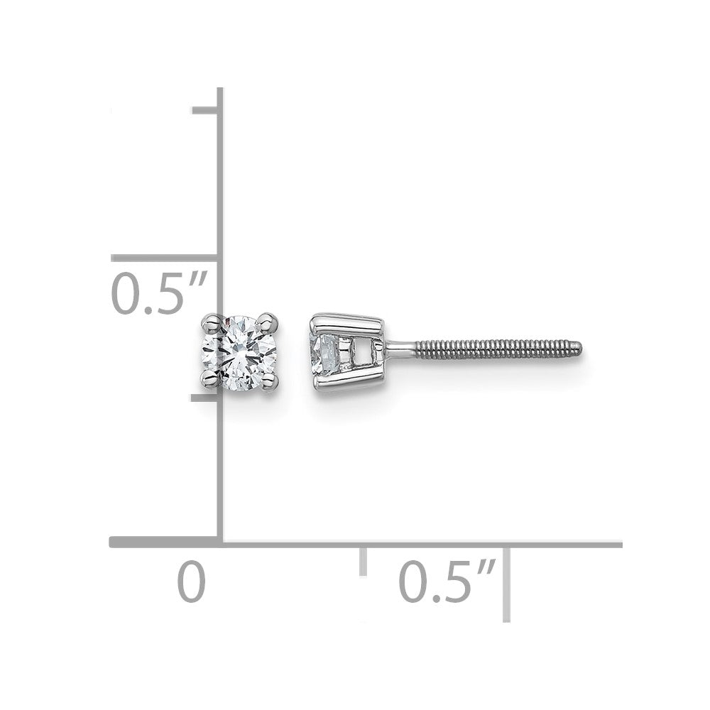 18kw 1/4ct Cert Lab Grown Diamond VS+ F+ Round Comp Screwback Earrings
