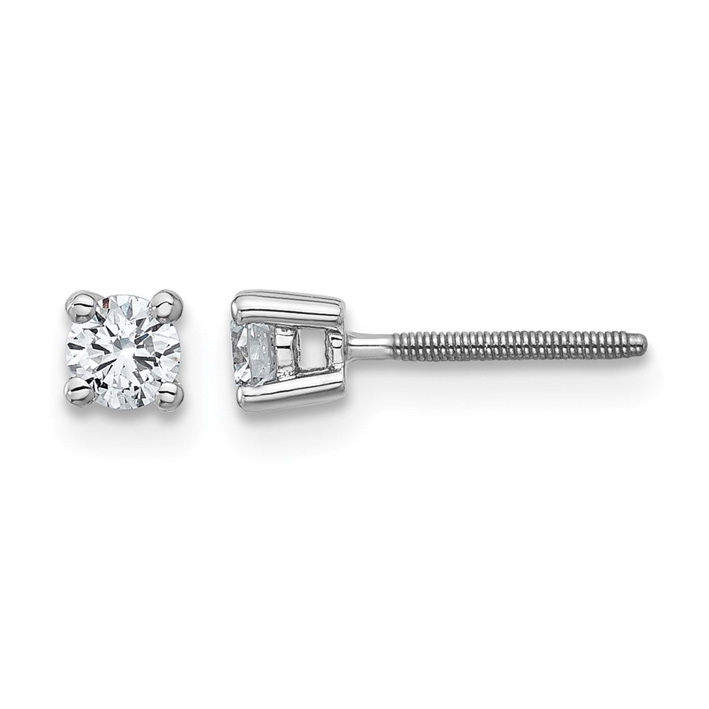 18kw 1/4ct Cert Lab Grown Diamond VS+ F+ Round Comp Screwback Earrings