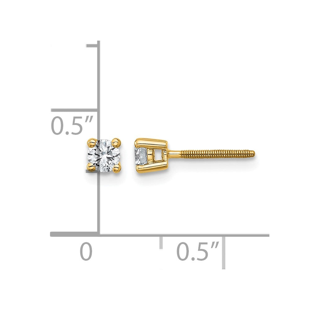 18ky 1/4ct Lab Grown Diamond VS+ F+ Round Complete Screwback Earrings