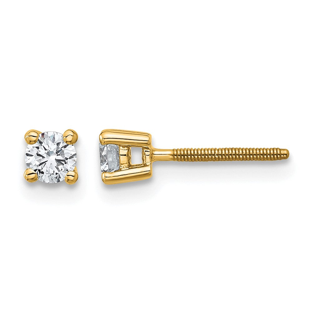 18ky 1/4ct Lab Grown Diamond VS+ F+ Round Complete Screwback Earrings
