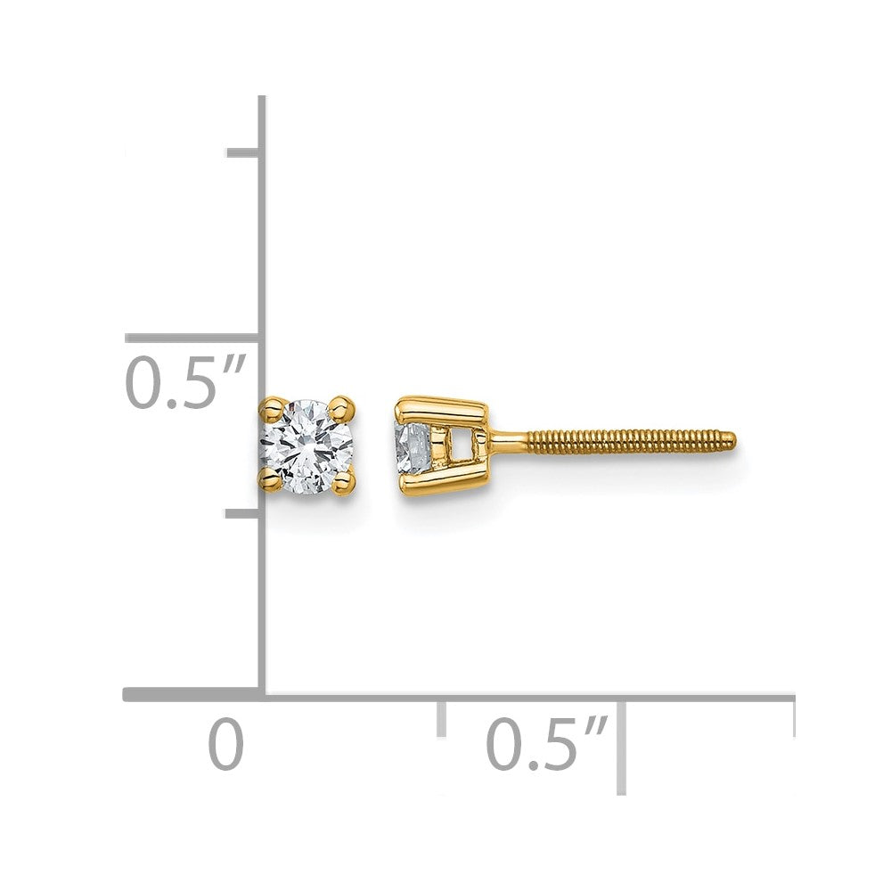14ky 1/4ct Cert Lab Grown Dia VS/SI+ G+ Comp Screwback Hvywght Earrings