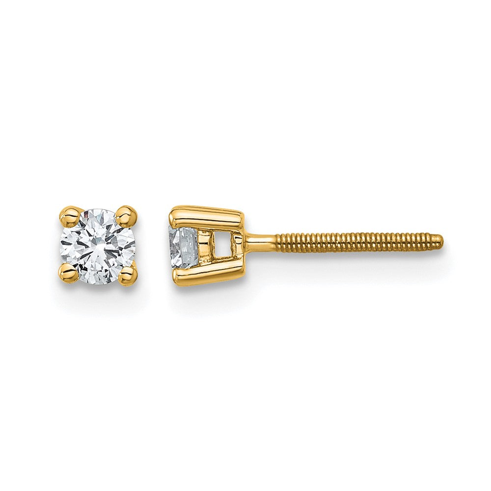 14ky 1/4ct Cert Lab Grown Dia VS/SI+ G+ Comp Screwback Hvywght Earrings