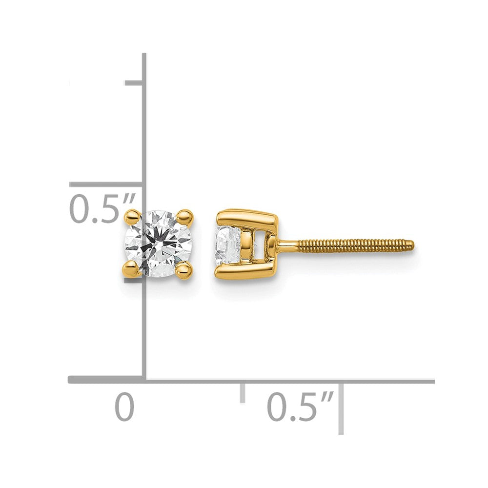 18ky 1/2ct Lab Grown Diamond VS+ F+ Round Complete Screwback Earrings