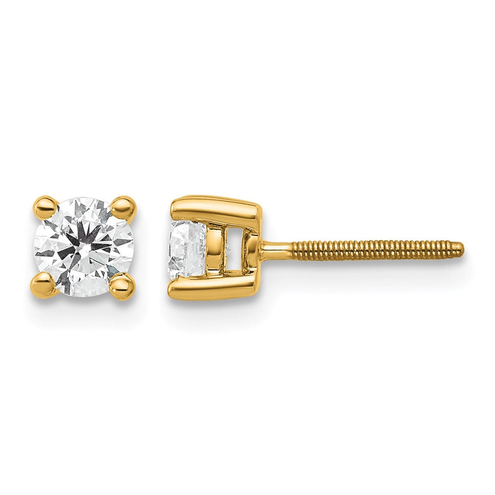 18ky 1/2ct Lab Grown Diamond VS+ F+ Round Complete Screwback Earrings