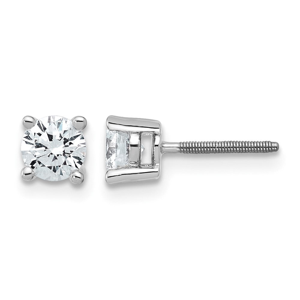 18kw 3/4ct Lab Grown Diamond VS+ F+ Round Complete Screwback Earrings
