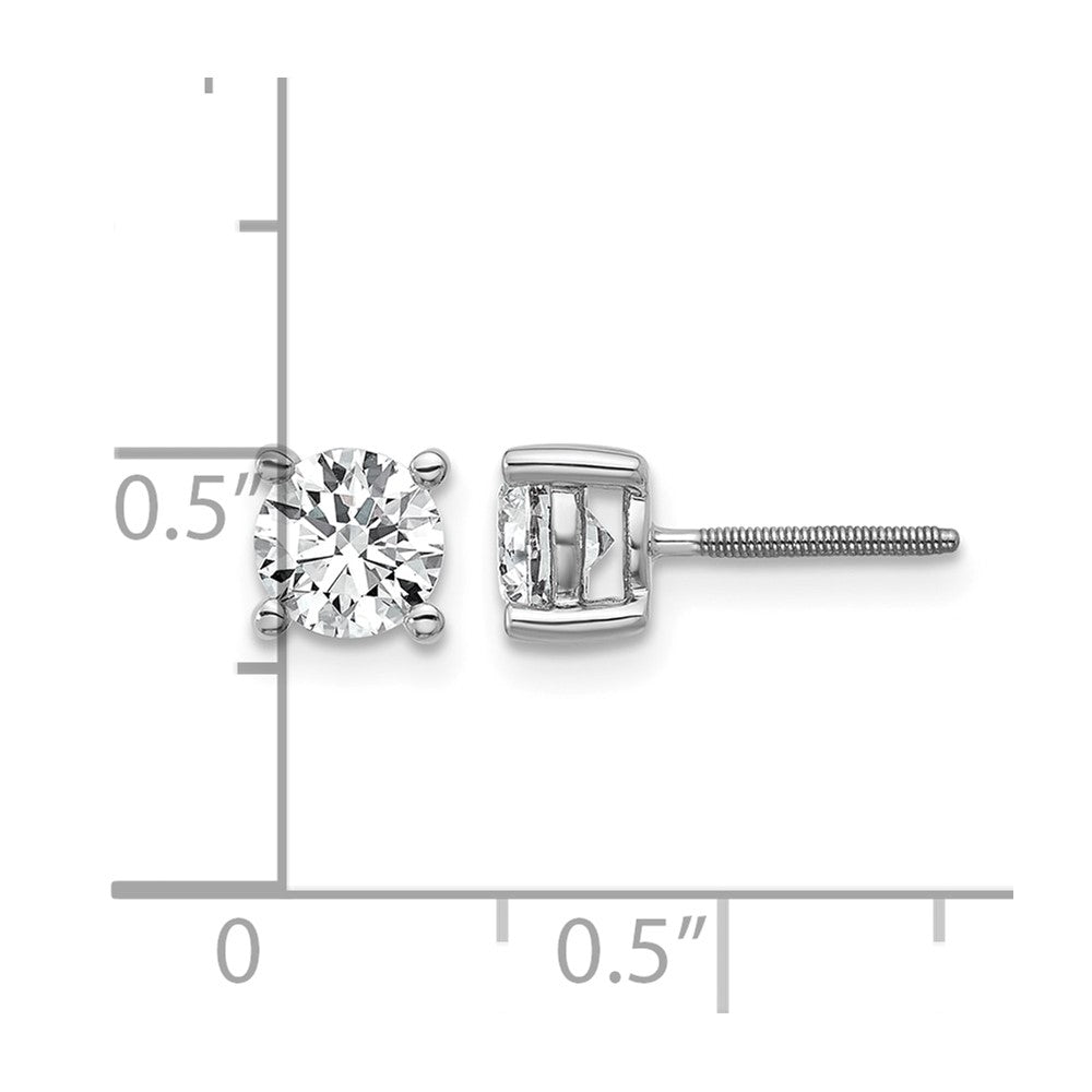 18kw 1ct Cert Lab Grown Diamond VS+ F+ Round Complete Screwback Earrings